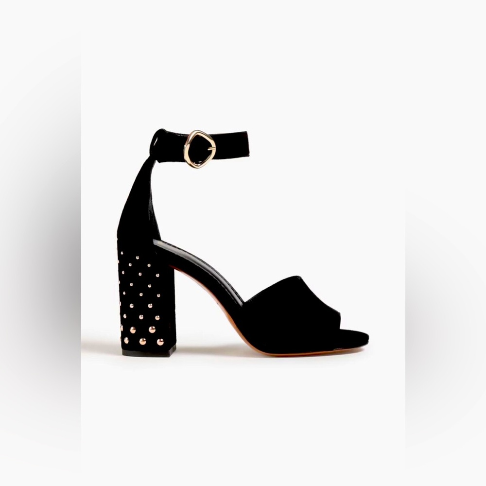 MAJE PARIS Studded Block Heel Suede Sandals